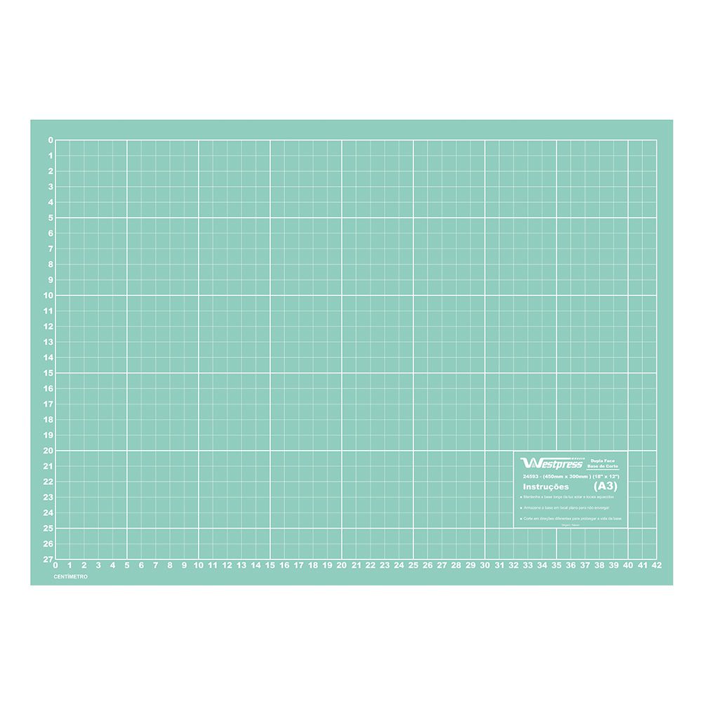 Base Para Corte De Tecidos Patchwork E Scrapbook Frente E Verso - 45X30 Azul Turquesa - Imagem 2