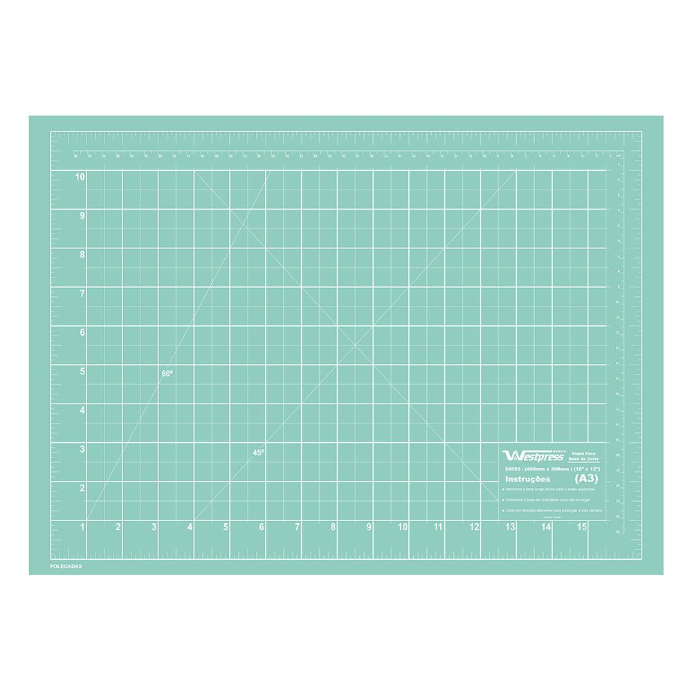 Base Para Corte De Tecidos Patchwork E Scrapbook Frente E Verso - 45X30 Azul Turquesa