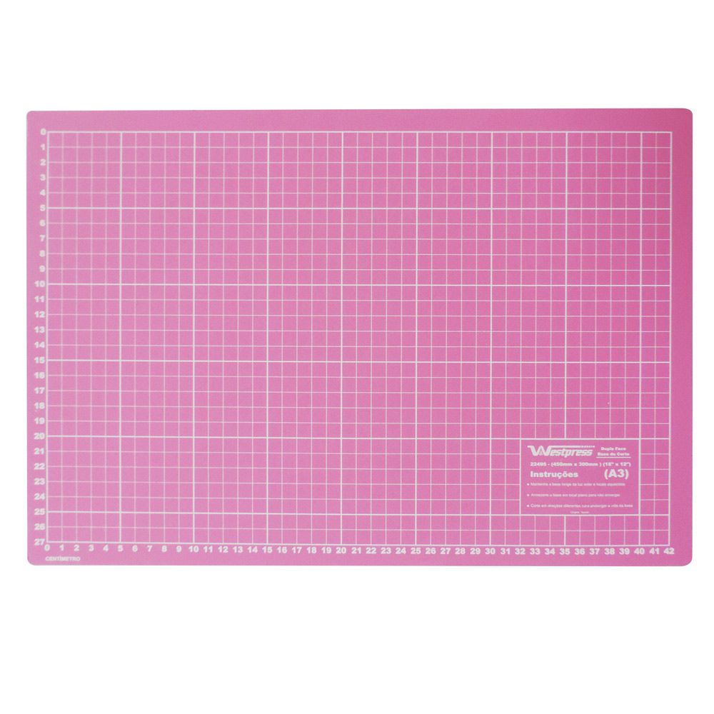 Base Para Corte De Tecidos Patchwork E Scrapbook Frente E Verso 45X30 Rosa - Imagem 2