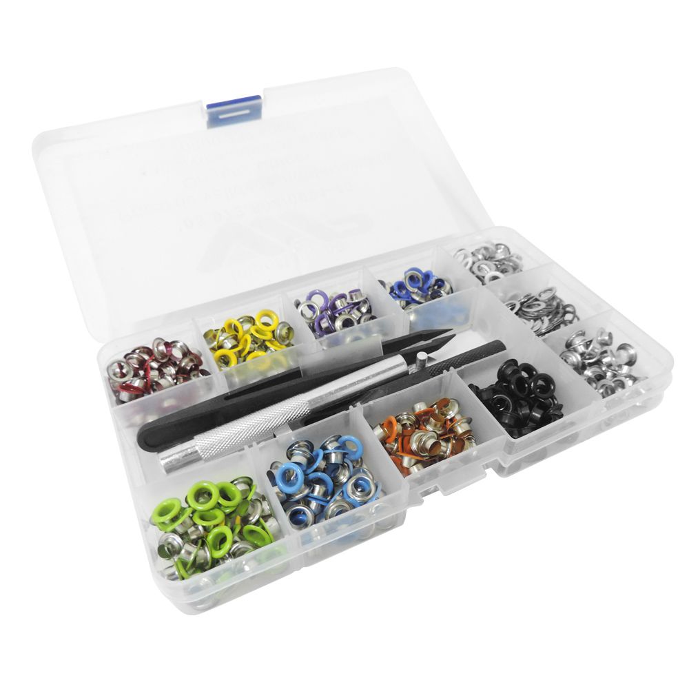 Kit Com 300 Ilhós Colorido Com Aplicador