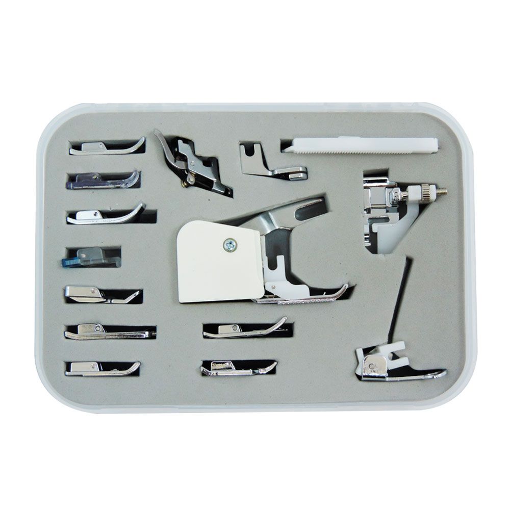 Kit De Pé Sapatas E Calcadores Para Zig Zag Zíper Franzidor 15 Peças