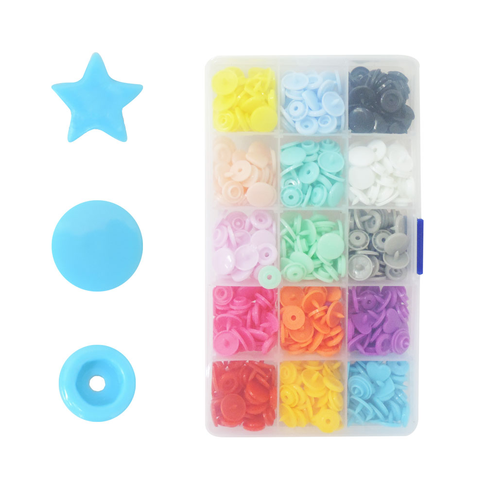 Kit De Botões De Pressão Estrela Coloridos Tic Tac Sortidos Box Com 150 Botões