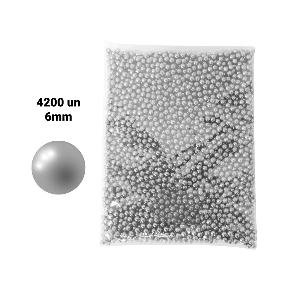 Pacote 4200 Pérolas Inteiras Sem Rebite 6Mm Abs Cor Prata 500G