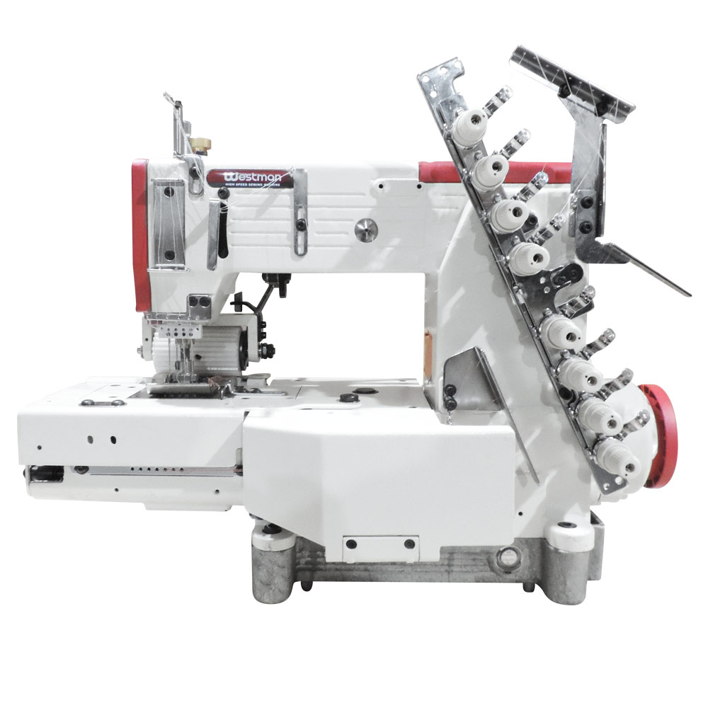 Máquina De Costura Industrial Elástiqueira Base Cilindrica 04 Agulhas 8 Fios Direct Drive W-4404P-Fxdc