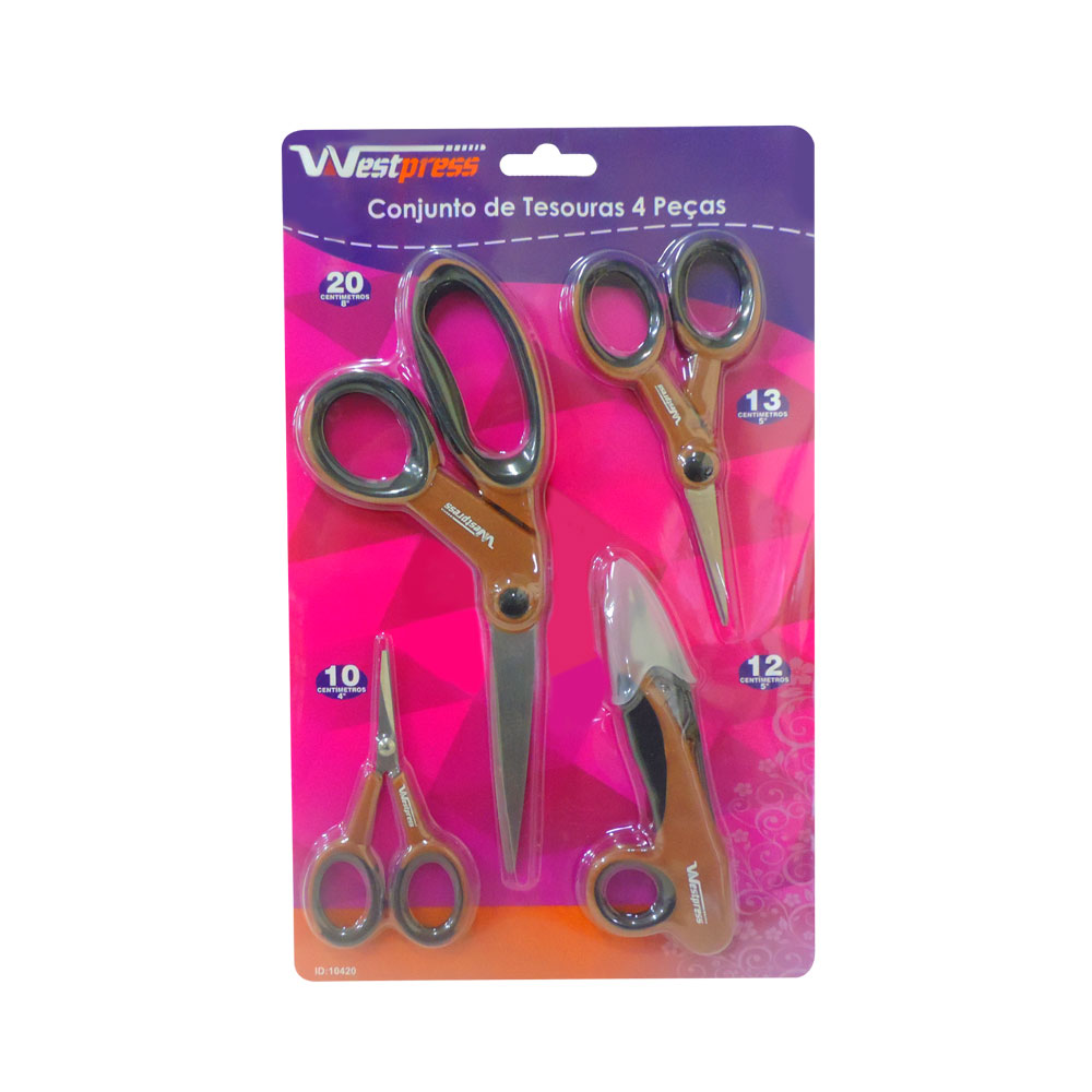 Kit De Tesoura Corte De Costura 4 Peças Westpress