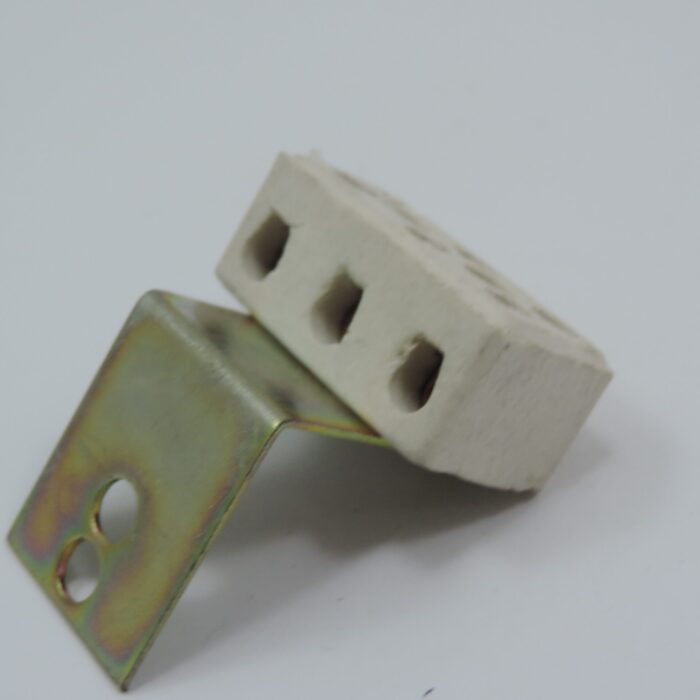 Tomada/Conector Porcelana 3 Polos Com Suporte Metal