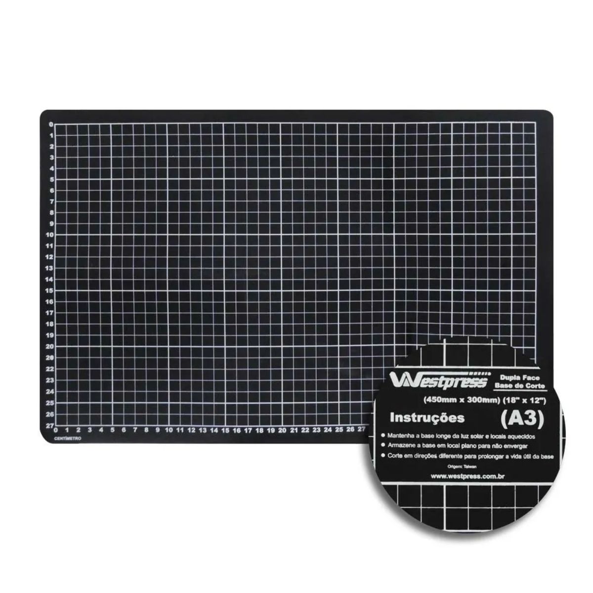 Base De Corte 90X60 Para Patchwork E Scrapbook Frente E Verso - Preta Westpress